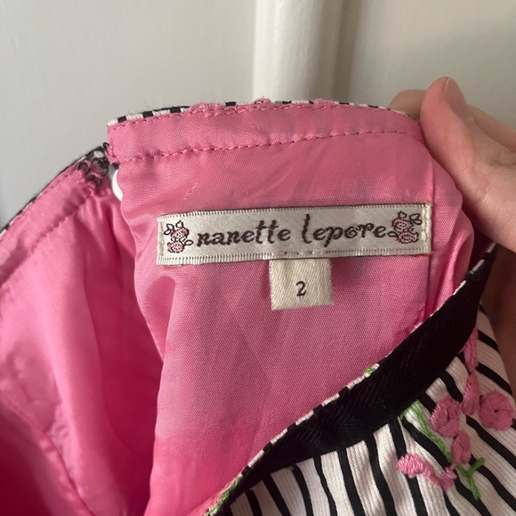 Nanette Lepore Embroidered Floral Striped Mini Skirt - Picture 4 of 7